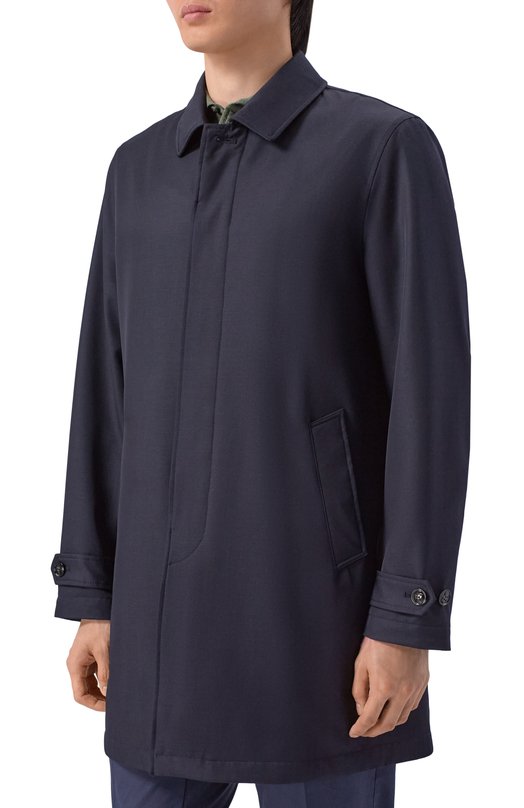 Плащ из шерсти и шелка Kiton UW2310BV0830H Синий  UW2310BV0830H Фото 3