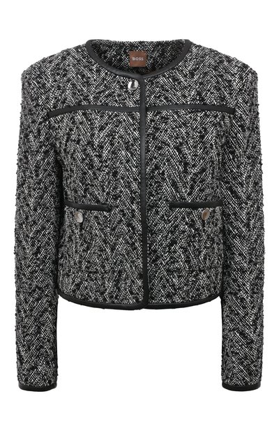 Жакет из хлопка и вискозы BOSS черно-белого цвета по цене 41400 руб., арт. 50495705, фото 1 Жакет из хлопка и вискозы BOSS, арт. 50495705, фото 1