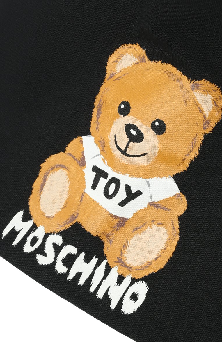 Детского хлопковая шапка MOSCHINO черного цвета, арт. HSX00Z/LDA16 | Фото 3 (Материал: Хлопок, Текстиль; Тематический товар: Teddy Bear; Нос: Не проставлено)