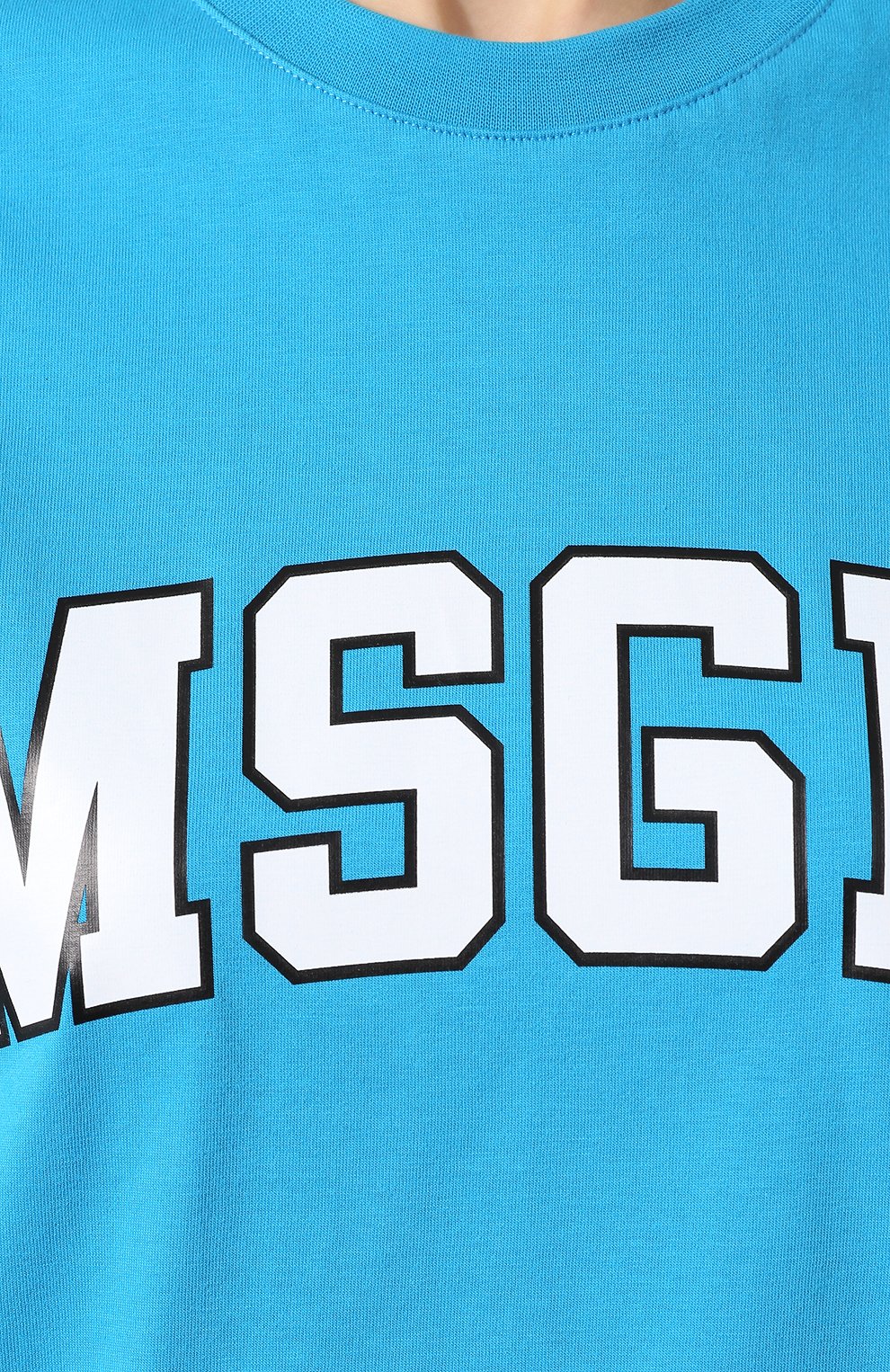 Хлопковая футболка MSGM голубого цвета по цене 7995 руб., арт. 2642MDM262 195298, фото 5 Хлопковая футболка MSGM, арт. 2642MDM262 195298, фото 5