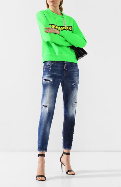 Джинсы c потертостями DSQUARED2 синего цвета по цене 58400 руб., арт. S75LB0093/S30342, фото 2 Джинсы c потертостями DSQUARED2, арт. S75LB0093/S30342, фото 2
