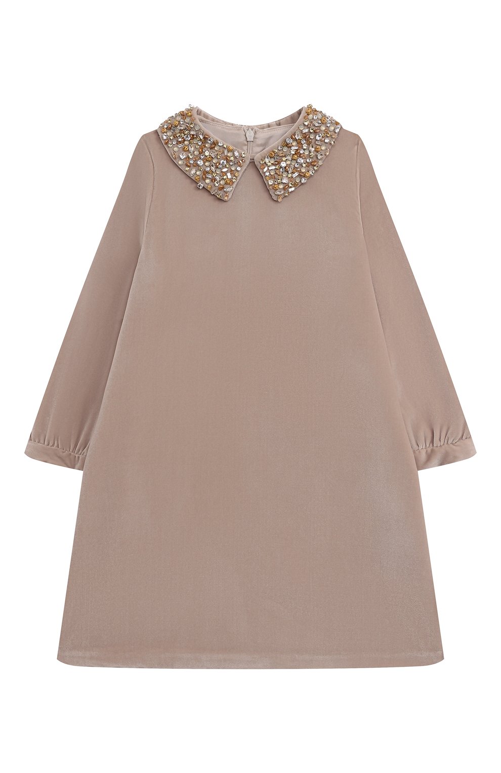 Бархатное платье IL GUFO бежевого цвета по цене 55500 руб., арт. A24VL595V0016/2A-4A, фото 1 Бархатное платье IL GUFO, арт. A24VL595V0016/2A-4A, фото 1