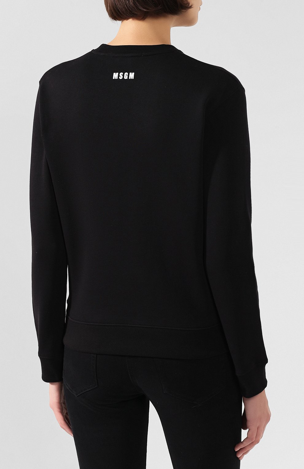 Хлопковый свитшот MSGM черного цвета по цене 12100 руб., арт. 2742MDM274 195799, фото 4 Хлопковый свитшот MSGM, арт. 2742MDM274 195799, фото 4