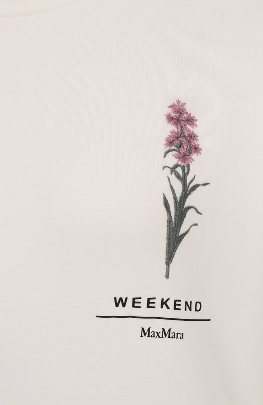 Хлопковая футболка Weekend Max Mara LECC0 Кремовый  LECC0 Фото 6
