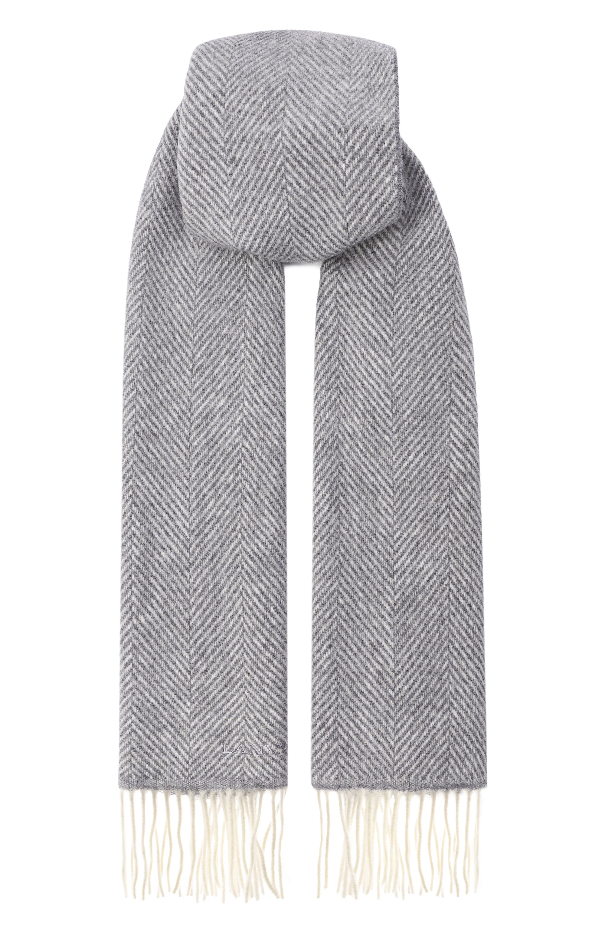 Шерстяной шарф LANVIN светло-серого цвета по цене 27550 руб., арт. 710002440, фото 1 Шерстяной шарф LANVIN, арт. 710002440, фото 1