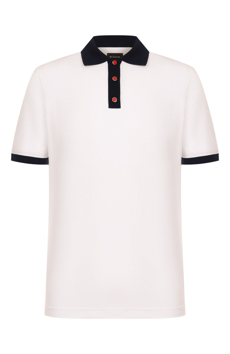 Мужское хлопковое поло KITON белого цвета, арт. UMK0724A0011 | Фото 1 (Рукава: Короткие; Материал внешний: Хлопок; Длина (для топов): Стан�дартные; Застежка: Пуговицы; Стили: Кэжуэл; Принт: Без принта; Мужское Кросс-КТ: Футболка-одежда)