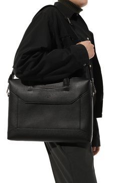Мужская портфель LANCEL черного цвета, арт. A08685 | Фото 2 (Материал сплава: Проставлено; Материал: Натуральная кожа; Драгоценные камни: Проставлено; Ремень/цепочка: На ремешке; Размер: large; Сумки-технические: Портфели)