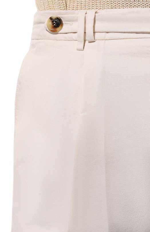 Брюки изо льна и хлопка Brunello Cucinelli M291DB2285 Кремовый  M291DB2285 Фото 5