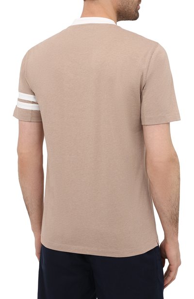 Хлопковая футболка BRUNELLO CUCINELLI бежевого цвета по цене 41950 руб., арт. M0T619640G, фото 4 Хлопковая футболка BRUNELLO CUCINELLI, арт. M0T619640G, фото 4