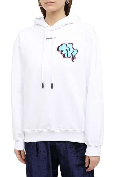 Хлопковое худи OFF-WHITE белого цвета по цене 67100 руб., арт. 0WBB032F20JER0010184, фото 3 Хлопковое худи OFF-WHITE, арт. 0WBB032F20JER0010184, фото 3