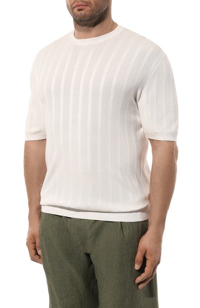 Хлопковый джемпер CORTIGIANI белого цвета по цене 55000 руб., арт. 719108, фото 3 Хлопковый джемпер CORTIGIANI, арт. 719108, фото 3