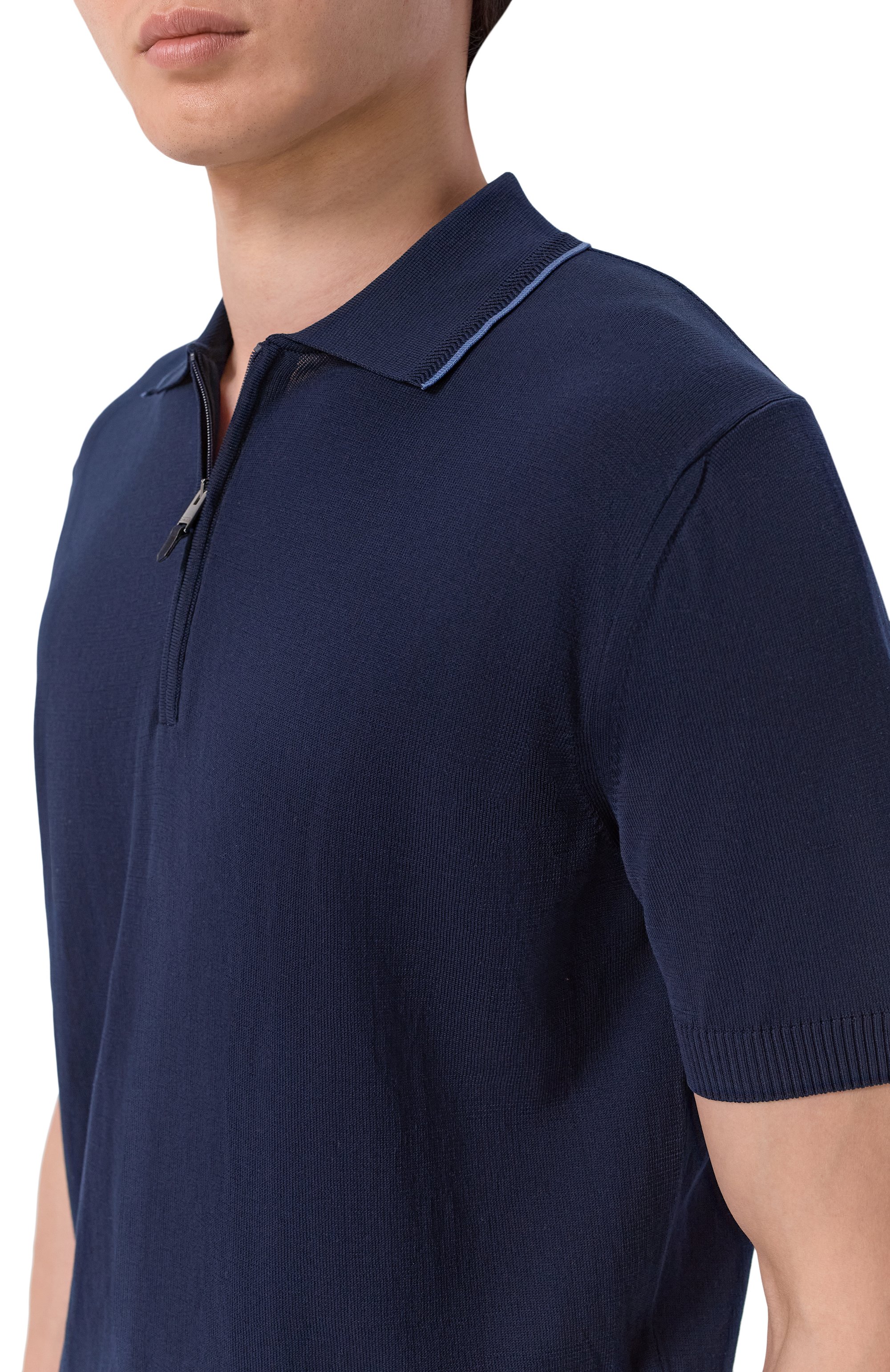 Хлопковое поло CANALI темно-синего цвета по цене 55350 руб., арт. C1165/MK02460, фото 5 Хлопковое поло CANALI, арт. C1165/MK02460, фото 5