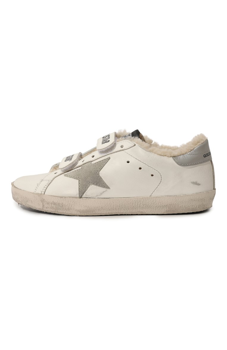 Детские кожаные кеды superstar GOLDEN GOOSE DELUXE BRAND белого цвета, арт. GYF00111.F002827 | Фото 2 (Материал утеплителя: Натуральный мех; Материал внутренний: Натуральная кожа; Материал сплава: Проставлено; Нос: Не проставлено; Девочки Кросс-КТ: Обувь-низкие; Материал внешний: Натуральная кожа)