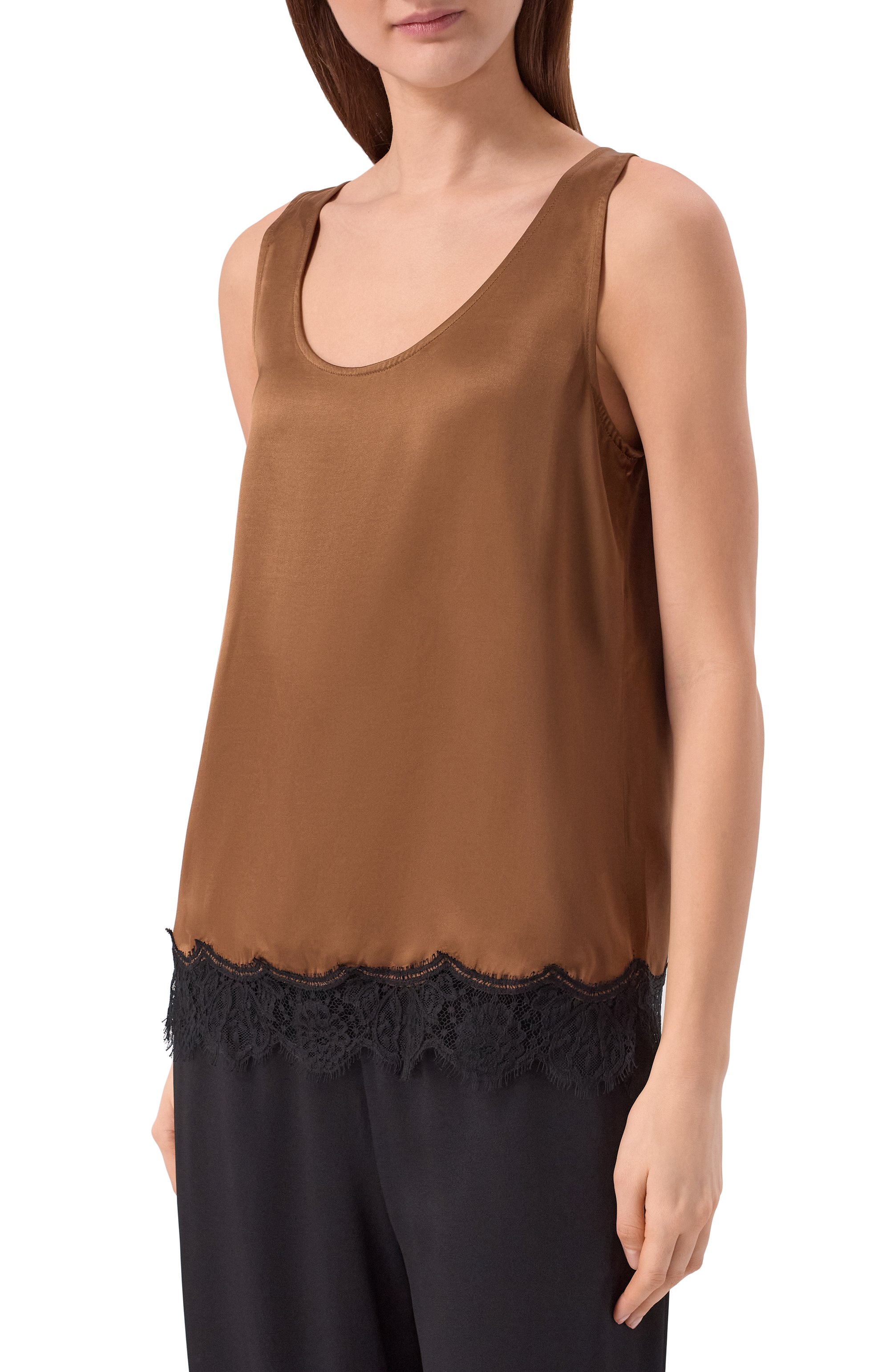 Атласный топ OFFICINE GENERALE коричневого цвета по цене 44050 руб., арт. S26WT0P057, фото 3 Атласный топ OFFICINE GENERALE, арт. S26WT0P057, фото 3