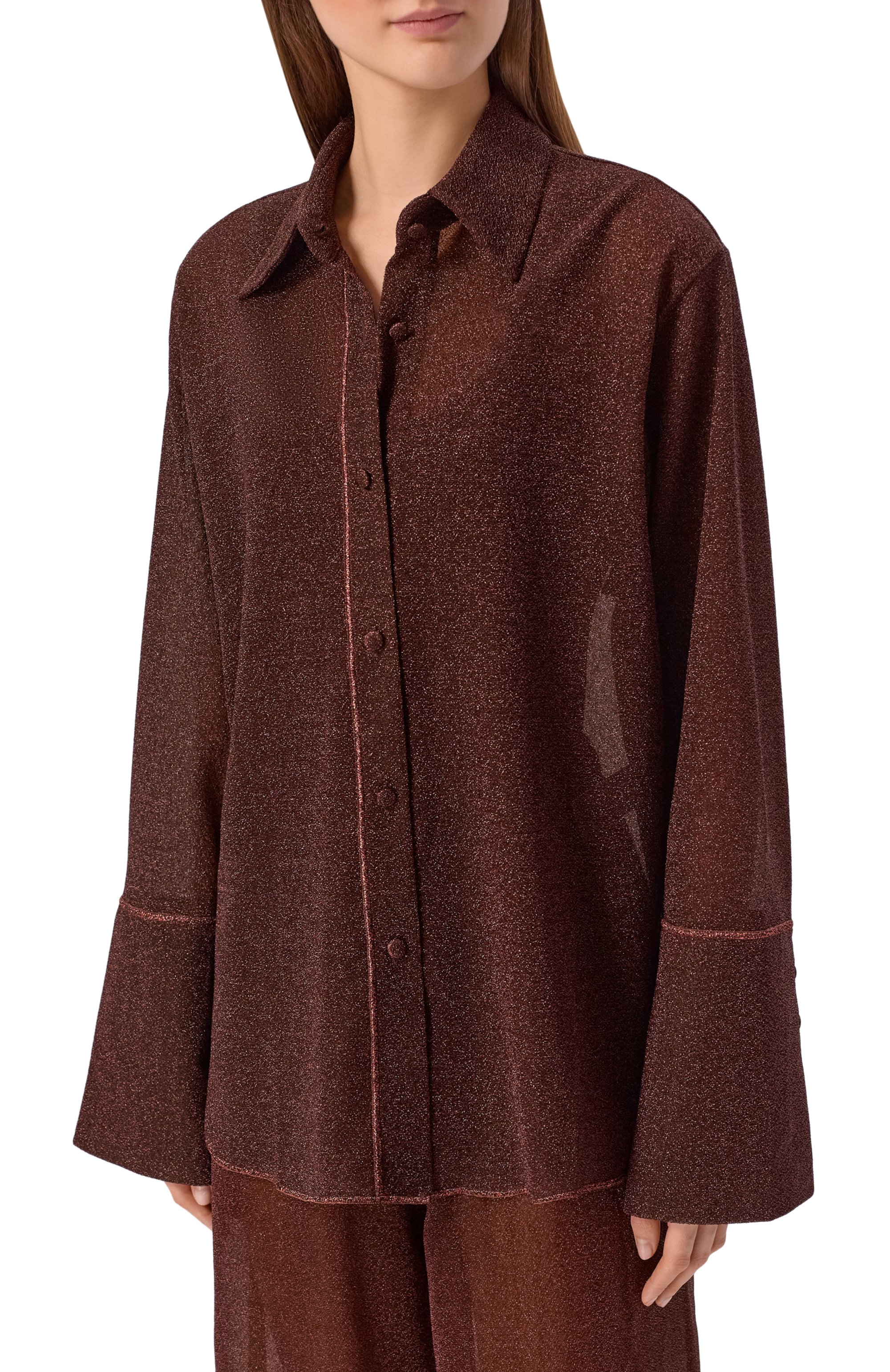 Блузка OSEREE коричневого цвета по цене 43650 руб., арт. LSF235/LUREX, фото 3 Блузка OSEREE, арт. LSF235/LUREX, фото 3