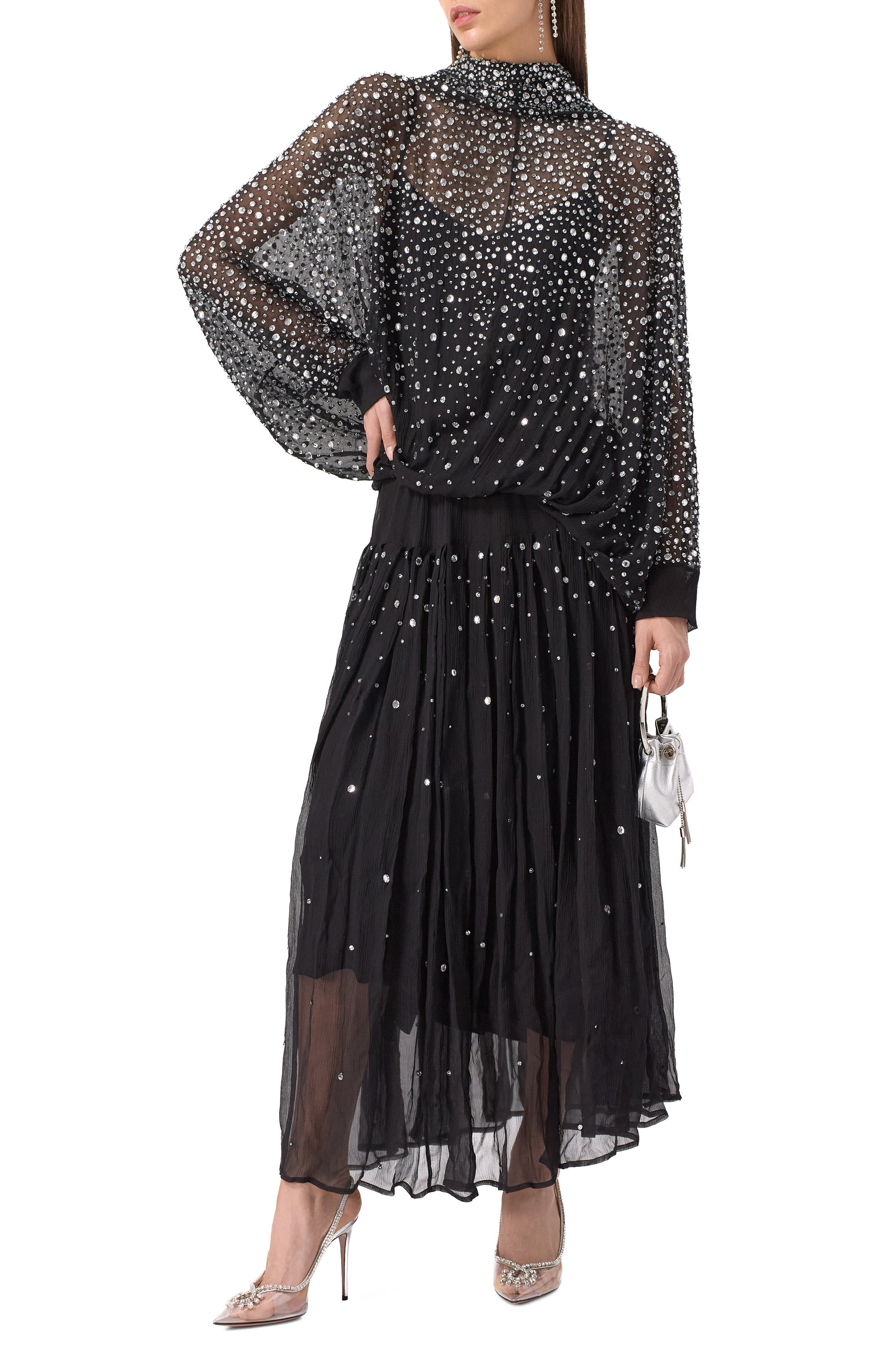 Шелковое платье с отделкой стразами ALBUS LUMEN, арт. AL.RT25.007.DRESS, фото 2