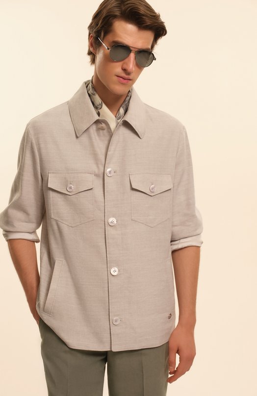 Куртка-рубашка изо льна и шерсти Stefano Ricci M7J5100380/WL003L Серый  M7J5100380/WL003L Фото 7