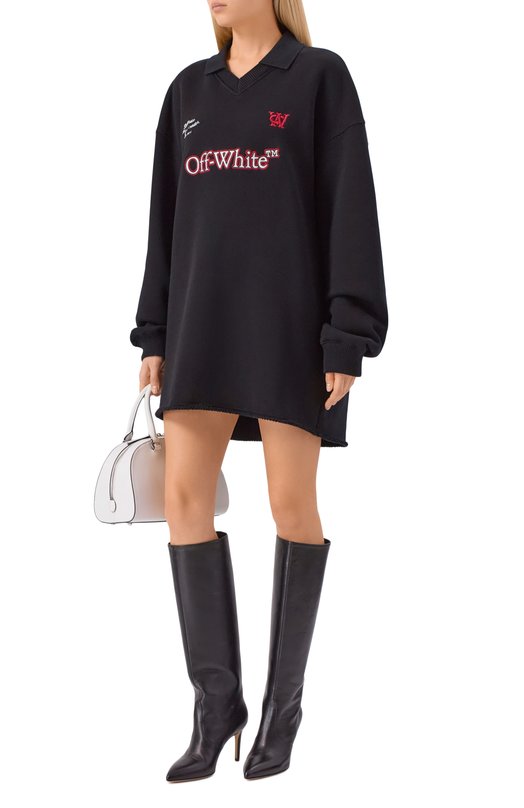 Хлопковое платье Off-White 0WDF002F25FLE001 Чёрный  0WDF002F25FLE001 Фото 2
