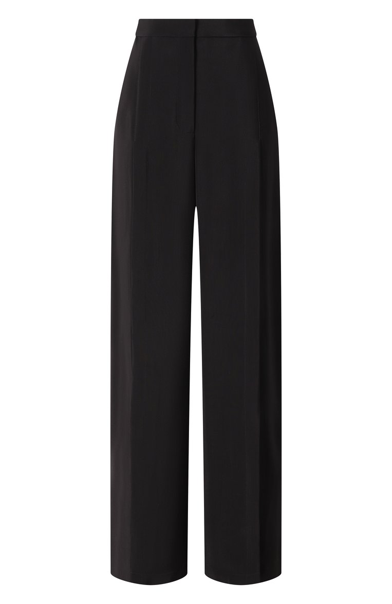 Женские брюки из вискозы и шерсти MUGLER черного цвета, арт. 25P1PA0493196 | Фото 1 (Материал внешний: Вискоза; Силуэт Ж (брюки и джинсы): Расклешенные; Стили: Гламурный; Женское Кросс-КТ: Брюки-одежда; Кросс-КТ: костюм; Длина (брюки, джинсы): Стандартные; Автоматизация ТО: Проставлено; Автоматизация состава: Проставлено)