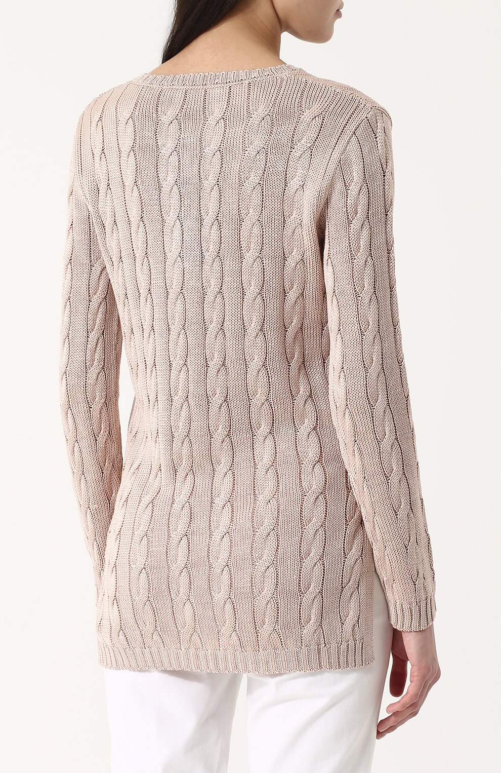 Удлиненный шелковый пуловер фактурной вязки RALPH LAUREN, арт. 290703705, фото 4