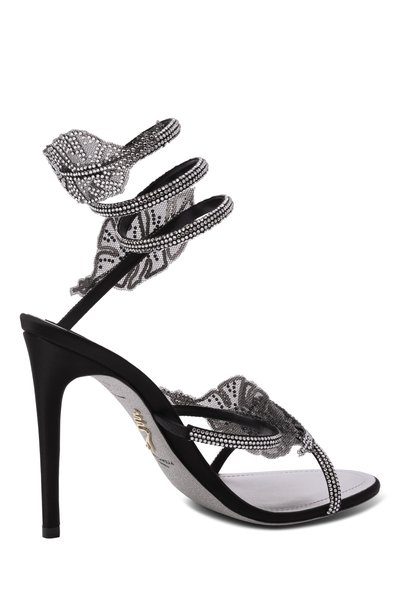 Текстильные босоножки jeweled leaf 105 RENE CAOVILLA черного цвета по цене 212500 руб., арт. C12911-105/R001, фото 5 Текстильные босоножки jeweled leaf 105 RENE CAOVILLA, арт. C12911-105/R001, фото 5