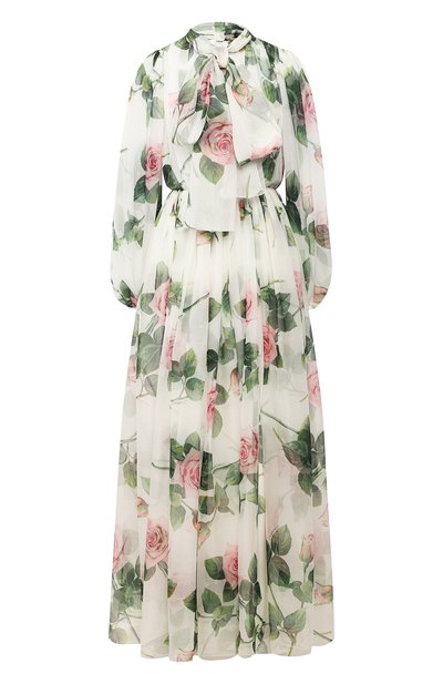 Шелковое платье DOLCE & GABBANA белого цвета по цене 435000 руб., арт. F6B7DT/HS19S, фото 1 Шелковое платье DOLCE & GABBANA, арт. F6B7DT/HS19S, фото 1