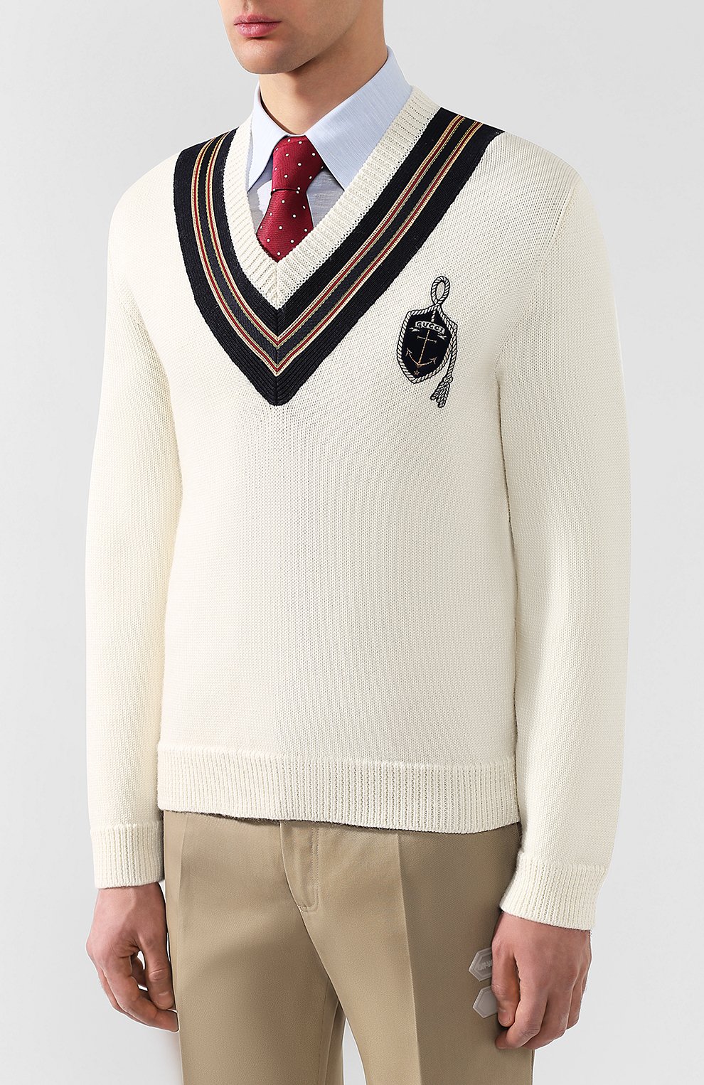 Шерстяной пуловер GUCCI белого цвета по цене 57200 руб., арт. 545763/XKAEA, фото 3 Шерстяной пуловер GUCCI, арт. 545763/XKAEA, фото 3