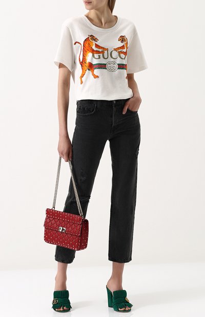 Хлопковая футболка свободного кроя с принтом GUCCI, арт. 492347/X3L16, фото 2