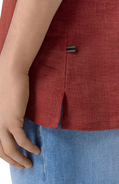 Льняная рубашка BRIONI красного цвета по цене 73150 руб., арт. SCFR0L/P9111, фото 5 Льняная рубашка BRIONI, арт. SCFR0L/P9111, фото 5