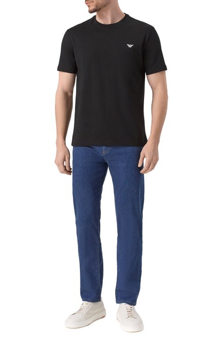 Мужская хлопковая футболка EMPORIO ARMANI черного цвета, арт. EM000574/AF12335 | Фото 2 (Материал сплава: Проставлено; Материал внешний: Хлопок; Длина (для топов): Стандартные; Драгоценные камни: Проставлено; Рукава: Короткие)