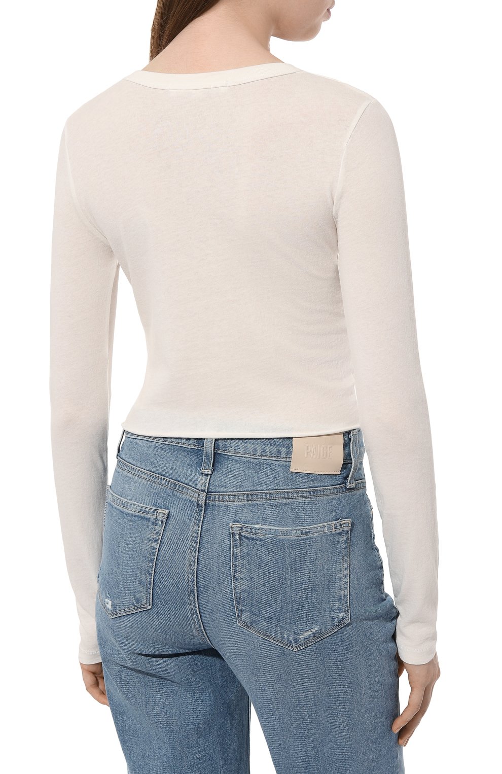 Хлопковый лонгслив SLVRLAKE, арт. TLBY100PNATW/L0NG SLEEVE BABY TEE NATURAL WHITE, фото 4