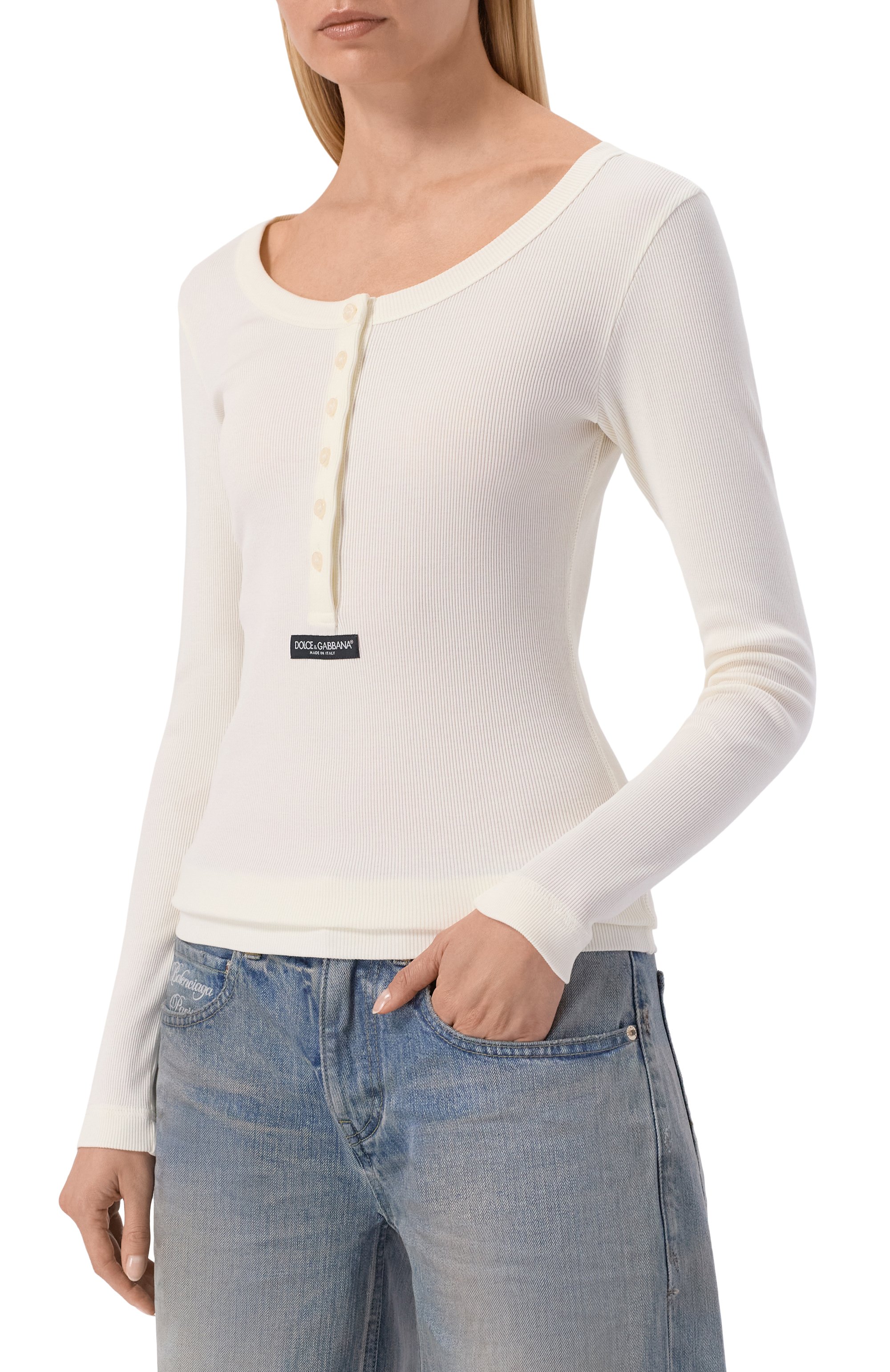 Хлопковый лонгслив-хенли DOLCE & GABBANA, арт. F8W44T/FU7AV, фото 3