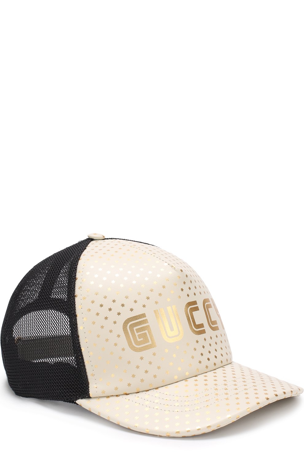 Кожаная бейсболка GUCCI черно-белого цвета по цене 39500 руб., арт. 426887/4HD68, фото 1 Кожаная бейсболка GUCCI, арт. 426887/4HD68, фото 1