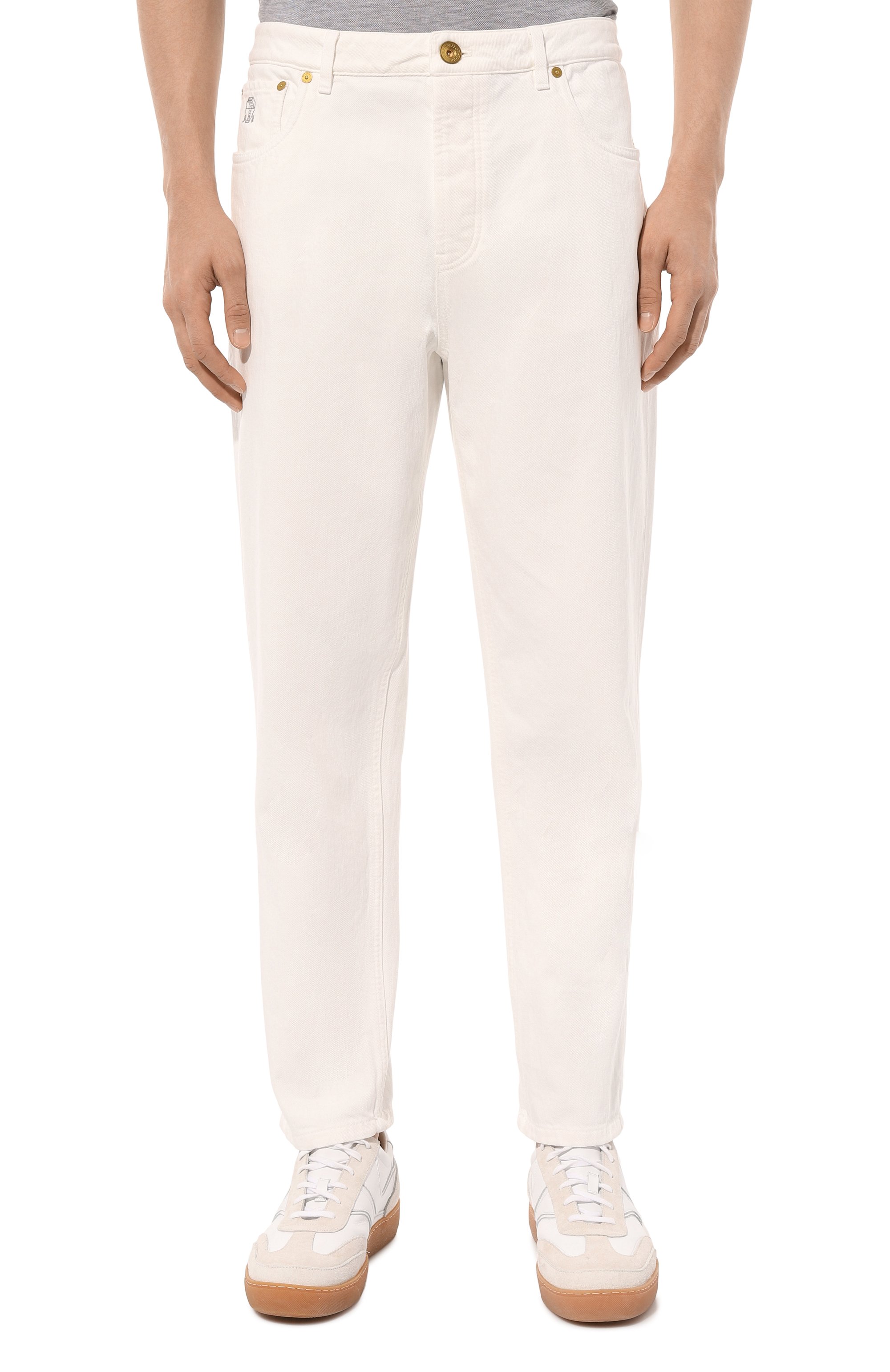 Джинсы straight fit BRUNELLO CUCINELLI белого цвета по цене 94150 руб., арт. M262PB2275, фото 3 Джинсы straight fit BRUNELLO CUCINELLI, арт. M262PB2275, фото 3