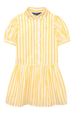 Детское хлопковое платье POLO RALPH LAUREN желтого цвета, арт. 311862421 | Фото 1 (Рукава: Короткие; Материал внешний: Хлопок; Девочки Кросс-КТ: Платье-одежда; Случай: Повседневный; Драгоценные камни: Проставлено; Материал сплава: Проставлено; Ростовка одежда: 2 года | 92 см, 3 года | 98 см, 4 года | 104 см)