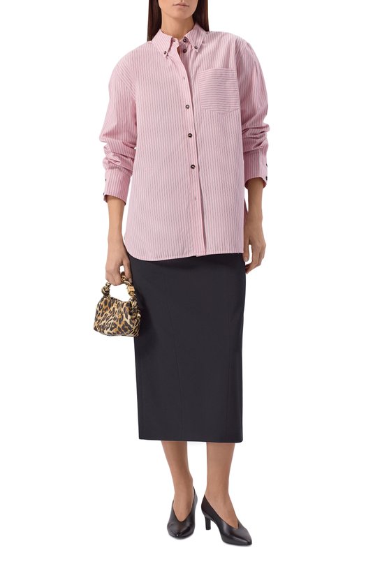 Хлопковая рубашка Ganni A1040070 Розовый  A1040070 Фото 2