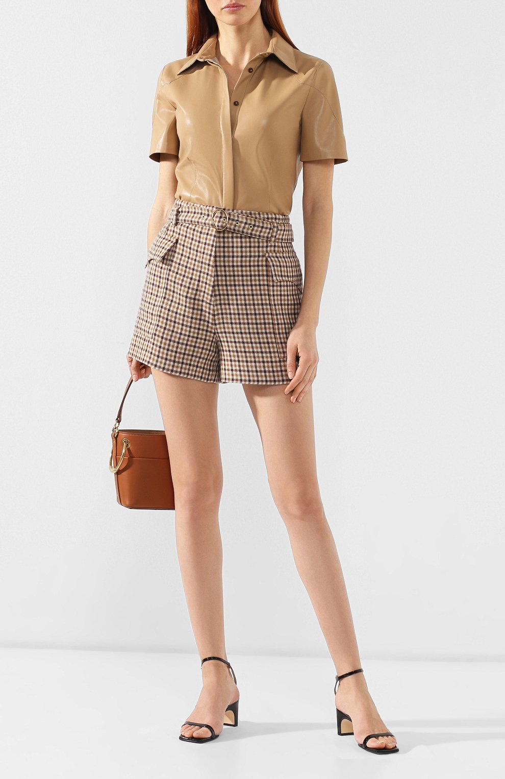 Блузка с короткими рукавами NANUSHKA, арт. CLARE_PALE CARAMEL_VEGAN LEATHER, фото 2