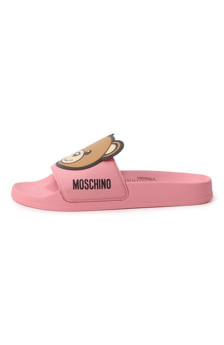 Детский шлепанцы MOSCHINO розового цвета, арт. 80632/VAR1/36-40 | Фото 2 (Нос: Не проставлено; Материал внешний: Резина, Пластик; Материал внутренний: Текстиль; Тематический товар: Teddy Bear; Автоматизация состава: Проставлено)