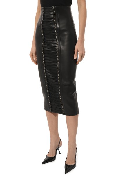 Кожаная юбка BALMAIN, арт. AF0LD300LB24, фото 3