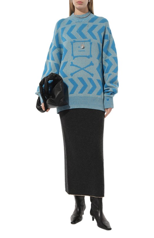Свитер из шерсти и хлопка Acne Studios FA-UX-KNIT000066 Голубой  FA-UX-KNIT000066 Фото 2