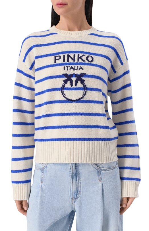 Хлопковый свитер Pinko 104623/A2DB Белый  104623/A2DB Фото 3