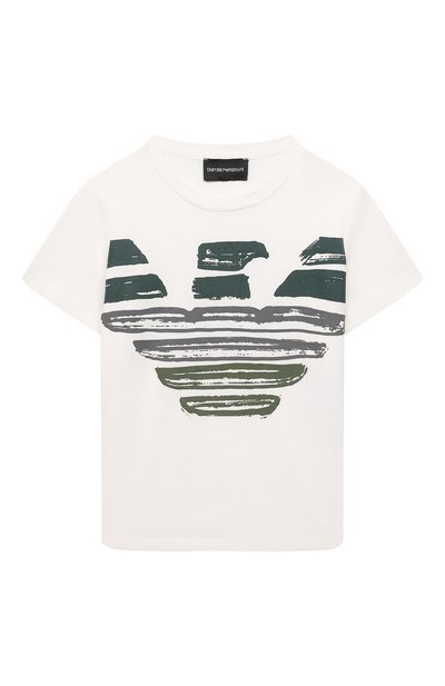 Хлопковая футболка EMPORIO ARMANI белого цвета по цене 8995 руб., арт. 3L4TJA/4J54Z, фото 1 Хлопковая футболка EMPORIO ARMANI, арт. 3L4TJA/4J54Z, фото 1
