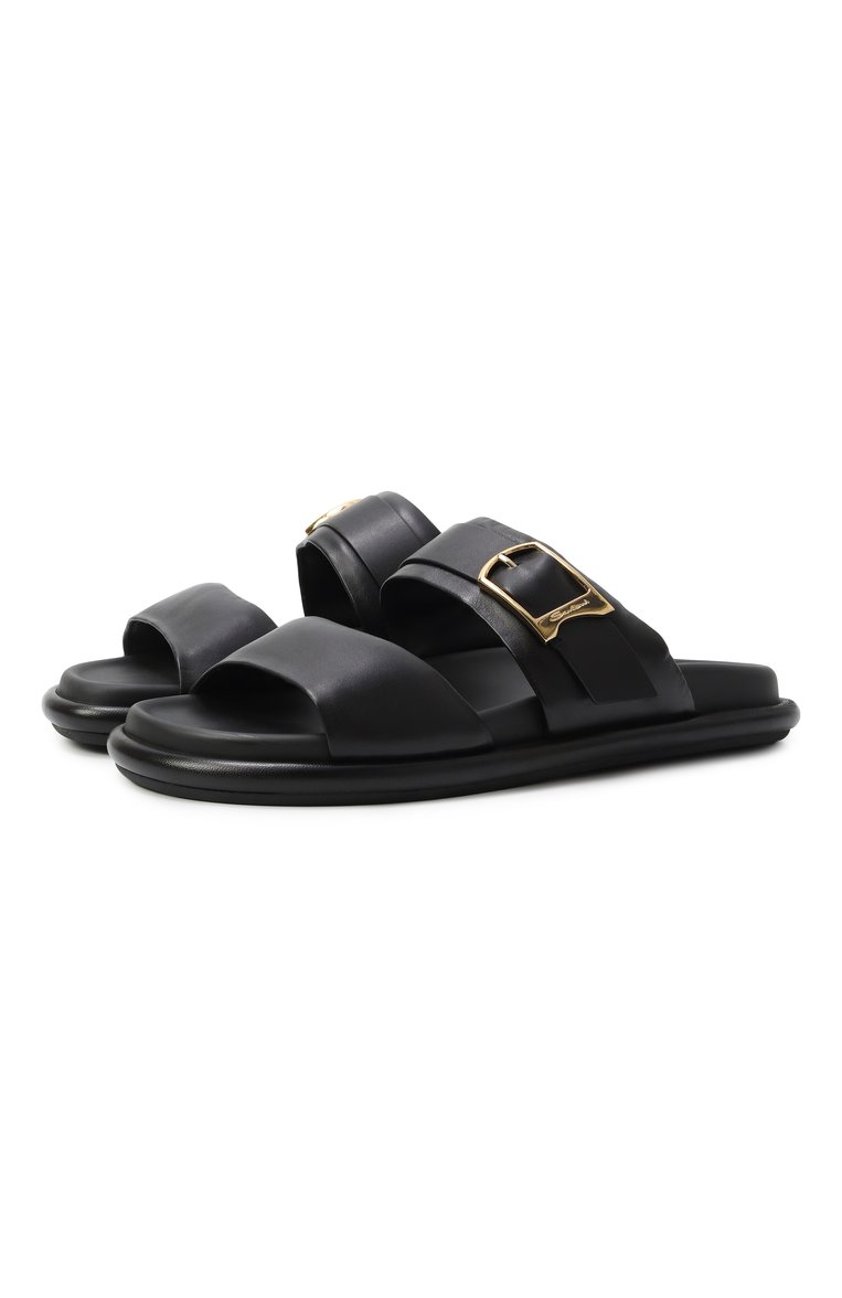 Женские кожаные шлепанцы SANTONI черного цвета, арт. WHXG71510G0MTZZF | Фото 1 (Подошва: Платформа; Материал внутренний: Натуральная кожа; Материал внешний: Натуральная кожа; Автоматизация состава: Проставлено; Автоматизация ТО: Проставлено)