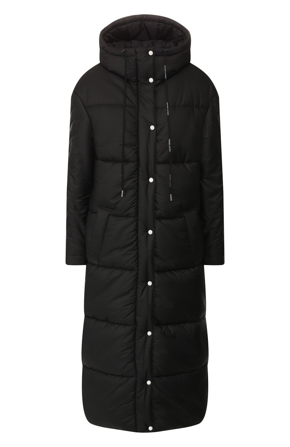 Утепленное пальто OFF-WHITE черного цвета по цене 148500 руб., арт. 0WEA175E19A390691010, фото 1 Утепленное пальто OFF-WHITE, арт. 0WEA175E19A390691010, фото 1