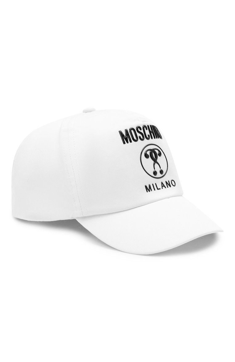 Детская хлопковая бейсболка MOSCHINO белого цвета, арт. HTX001/L0A00 | Фото 1 (Материал: Хлопок, Текстиль; Региональные ограничения белый список (Axapta Mercury): RU; Нос: Не проставлено)