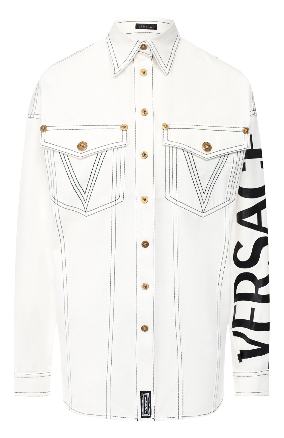 Джинсовая рубашка VERSACE белого цвета по цене 158000 руб., арт. A82185/A228438, фото 1 Джинсовая рубашка VERSACE, арт. A82185/A228438, фото 1