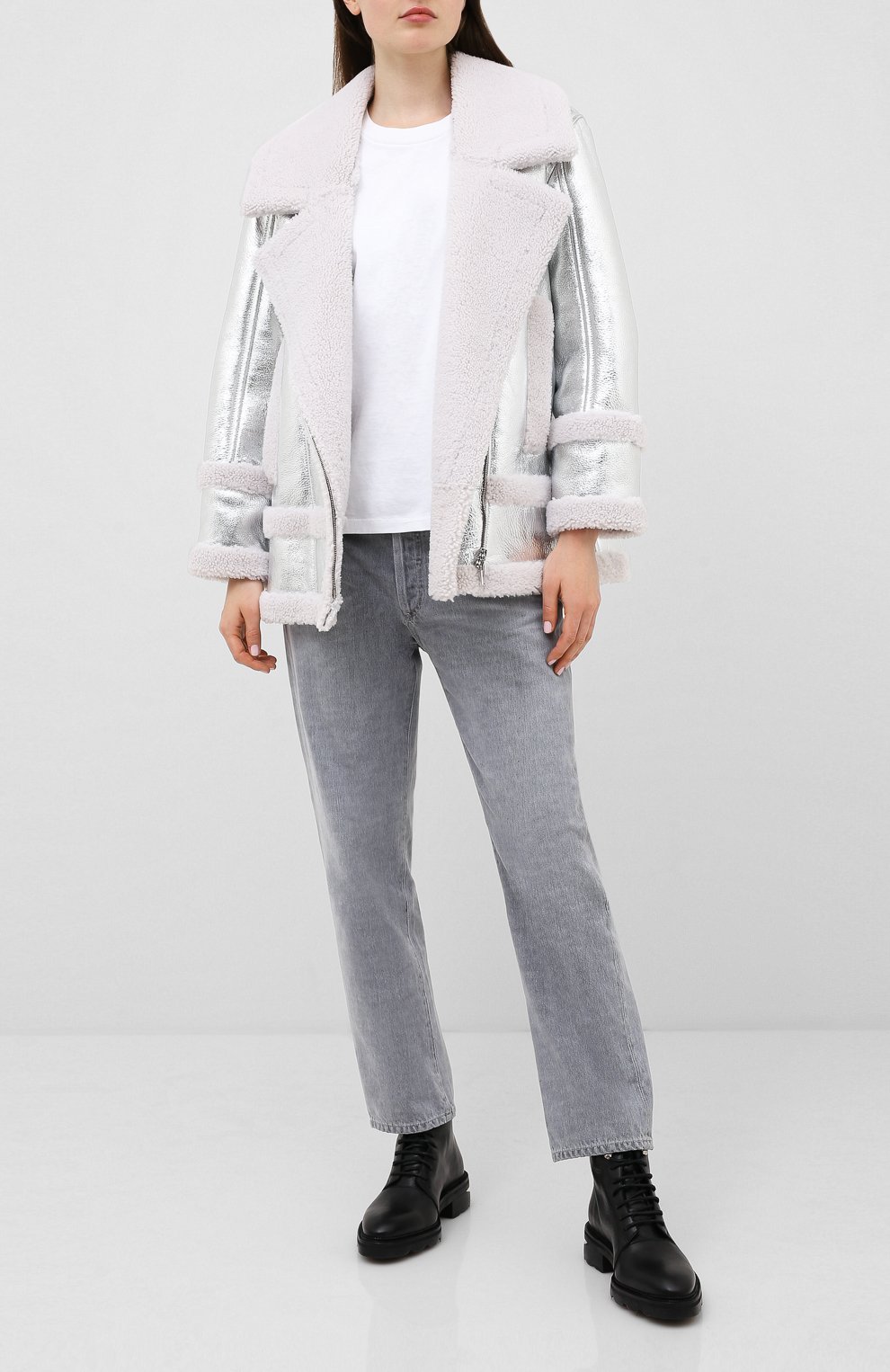 Дубленка BLANCHA серебряного цвета по цене 199500 руб., арт. 20047/300/49/BIANC0 METAL, фото 2 Дубленка BLANCHA, арт. 20047/300/49/BIANC0 METAL, фото 2