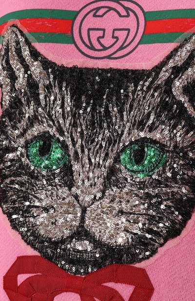 Хлопковый свитшот свободного кроя с принтом и пайетками GUCCI, арт. 489677/X9N16, фото 5