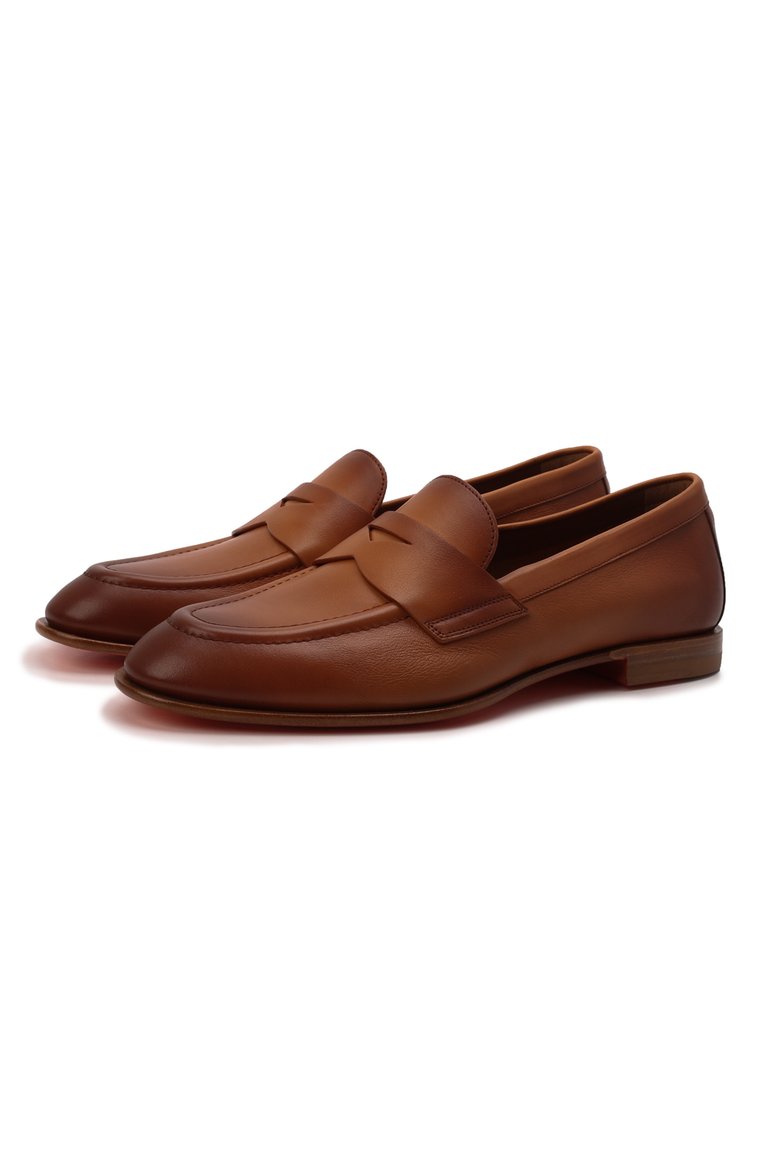 Женские коричневые кожаные лоферы SANTONI купить в интернет-магазине ...