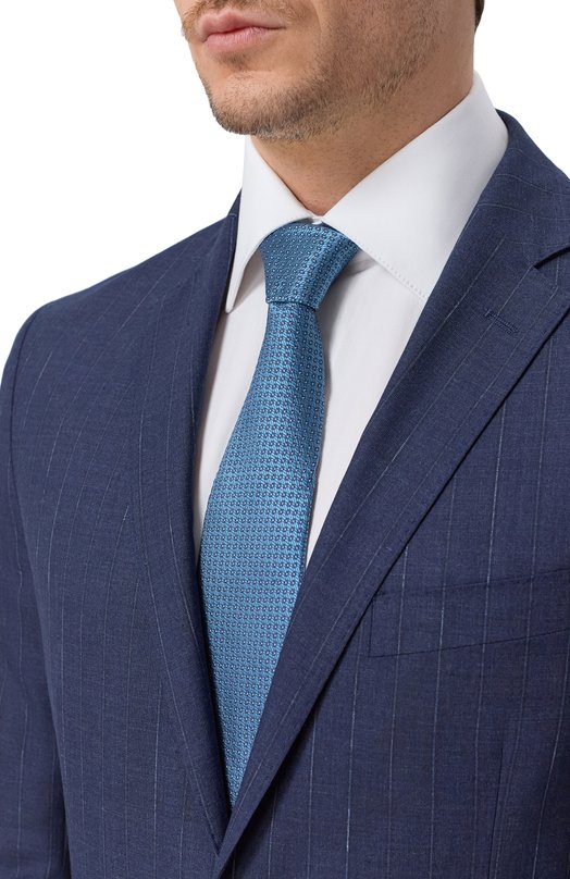 Шелковый галстук Zilli CRAV02M0600VBIE00 Голубой  CRAV02M0600VBIE00 Фото 2